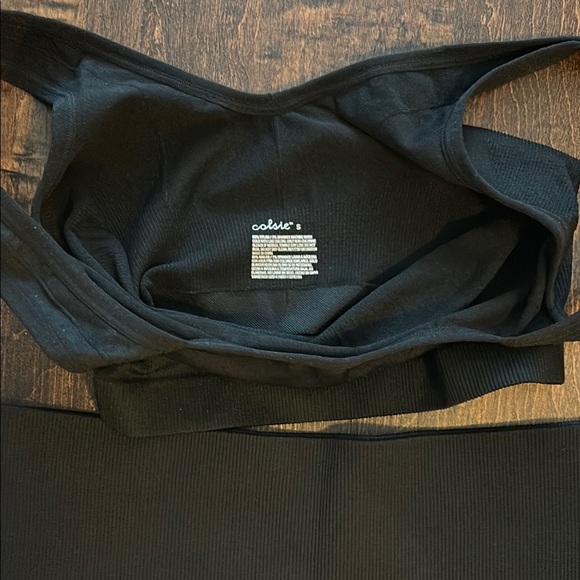 Colsie Black Ribbed Lounge Set - Picture 2 of 2